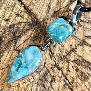 Petite Caribbean Larimar Pendant 2”